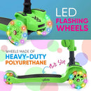 Hurtle 3-Wheeled Scooter for Kids - Wheel LED Lights, Adjustable Lean-to-Steer Handlebar, and Foldable Seat - Sit or Stand Ride with Brake for Boys and Girls Ages 1-14 Years Old by TinyTreasures Baby Boutique