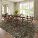 Washable 10x14 Area Rugs for Living Room, Boho Non-Slip Silicone Backing Rugs for Bedroom Dining Room Office, 0.3" Neutral Oriental Throw Carpet with 0.16" Cushioning Pad, Deep Brown/Multi by TinyTreasures Baby Boutique
