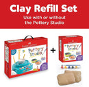 Faber-Castell Pottery Studio Refill Kit - 2 lbs. of Natural Air-Dry Pottery Clay, 6 Paint Pots and Paintbrush, Clay Making Kit for Kids by TinyTreasures Baby Boutique
