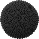 REDEARTH Round Pouf Foot Stool Ottoman - Cotton Hand Knitted Dori Pouffe - Cord Boho Home Décor - Stuffed Cable Poof for Living Room - Bedroom (19.5"x19.5"x14") - Dark Gray by CozyNest Decor