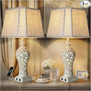 32" Tall Table Lamps Set of 2 - Bedside Lamp with Fabric Shades - for Bedroom and Living Room with USB and Nightlight - Perfect for Nightstands and Bedrooms - Bulbs Included by CozyNest Decor