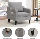 Accent Chairs Set of 2, Upholstered Living Room Chairs with Side Pockets, Mid Century Modern Reading Chair for Bedroom, Comfy Armchair Single Sofa Side Chair for Office, Small Room, Light Grey by CozyNest Decor