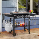 Royal Gourmet GB3000H 3 Burner Propane Gas Griddle with Foldable Side Tables, 28-Inch Flat Top Grill with 492 Sq. In. Cooking Area for Backyard and Tailgating, Black