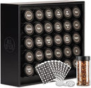 AllSpice Spice Rack Organizer, Wood, 525 Unique Labels, Countertop or Wall Mount, Includes 30 4oz Jars- Matte Black by CozyNest Decor