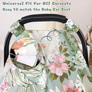 Car Seat Cover Baby, Flroal Infant Car Seat Canopy Covers for Newborn Girls Boys, Soft Breathable Minky Carseat Covers Stretchy Multi-Use Nursing Cover for Stroller Baby Car Seat, Green Leaf by TinyTreasures Baby Boutique