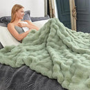 Cozy Bliss Faux Fur Throw Blanket for Couch, Fuzzy Soft Plush Thick Bubble Blanket for Sofa Bedroom Living Room, 60 * 80 Inches Sage Green by CozyNest Decor