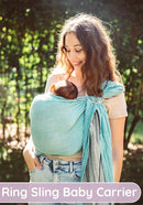 Baby Sling Carrier – Breathable 100% Cotton Wrap for Infant Support, Ring Sling Baby Carrier – Grey Turquoise Adjustable Muslin Fabric – Soft Chest Hold for Travel by TinyTreasures Baby Boutique
