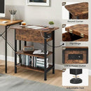 End Table with Charging Station, Flip Top Side Table with USB Ports and Outlets, 3-Tier Small Side Table with Storage for Small Space, End Tables for Living Room/Bedroom, Brown by CozyNest Decor
