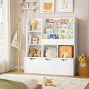 FOTOSOK 47'' Kids Bookcase and Bookshelf, Multifunctional Bookcase with 5 Storage Cubbies and 3 Movable Drawers, Toy Storager Display Stand, Toy Storage Organizer for Bedroom, Playroom, Hallway, White by TinyTreasures Baby Boutique