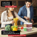 DWËLLZA KITCHEN Airtight Food Storage Containers - Pantry Snacks Kitchen Container, Baking Supplies, 4LB Sugar & Flour Canister - 4 Pc Set All Same Size - Clear Plastic BPA-Free - Keeps Fresh & Dry by CozyNest Decor