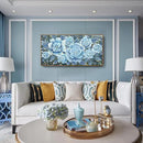 Large Blue Wall Art Decor Modern Framed Wall Picture for Living Room Bedroom Office Decor Floral Canvas Art Prints Botanical Wall Picture Abstract Peony Flower Horizontal Artwork Ready to Hang 48x24 by CozyNest Decor