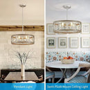 XINGQI 21.7'' Modern Farmhouse Chandelier Drum Pendant Lighting Fixture Hanging Ceiling Lamp for Living Dining Room Over Table, 5 Lights Antique Wood Grain Brushed Nickel with Round Metal by CozyNest Decor