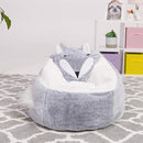 Posh Creations Cute Soft and Comfy Bean Bag Chair for Kids, Large, Animal - Silver Fox by TinyTreasures Baby Boutique