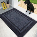 PURRUGS Dirt Trapping Door Mat 20" x 32", Non-Slip/Skid Machine Washable Entryway Rug, Shoes Scraper, Area Rug, Super Absorbent Welcome Mat for Muddy Wet Shoes and Paws, Bluish Grey & Charcoal by CozyNest Decor