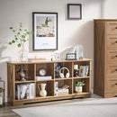 Farmhouse 8 Cube Bookshelf, Storage Organizer Bookcase, Kids Toy Storage Cabinet, Long Bookshelves Storage Organizer Shelf, Wood Display Cabinet Book Shelves for Bedroom,Living Room, Natural Oak by CozyNest Decor