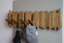 Natural Wood Wall Mounted Piano Coat Rack| Coat Rack Wall Mount| Flip Down Wall Hook Rack 7 Hooks| Entryway Wall Art Hook,Made of Acacia Wood (Wood Wax Oil staining Light Brown). by CozyNest Decor
