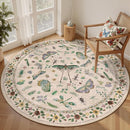 4ft Washable Round Rug - Bug Rugs for Living Room Non-Slip Low Pile Soft Ultra-Thin Machine Washable Circle Carpet for Bedroom, Entryway, Nursery, Kitchen, Home Office (4' Round Beige) by TinyTreasures Baby Boutique