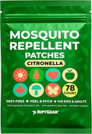 RiptGear Mosquito Patches - 78 Pack of Bug Stickers for Kids and Adults, Natural Citronella Patch Sticks to Any Surface - DEET Free Mosquito Stickers by TinyTreasures Baby Boutique