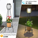 Solar Lights Outdoor Street Lights with Plant Stands 2 Pack, Solar Floor Lamp Metal Tripod Patio Lights for Garden Yard Pathway Driveway Front/Back Porch Decoration by GreenHaven Gardens