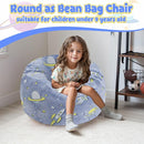 COMAX Kids Bean Bag Chair Turn into Beanbag Bed, Toddler Bean Chair for Girl Boy Sleeping, Lazy Children Bean Bags with Filler, Convertible Child Floor Mattress, Blue Universe by TinyTreasures Baby Boutique