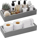 Kitchen Drawer Organizer Bins, Stackable Bamboo Drawer Organizer for Silverware, 2 Pcs Toilet Paper Basket Holder, Wood Bathroom Tray Countertop, Toilet Tank Tray Silver 15" x 6" x 2.5" by CozyNest Decor
