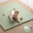 Blissful Diary Vegan Leather Baby Play Mat, 50x50 Thicken Foam Cushioned & Waterproof Playpen Mat for Infants and Toddlers, Stylish and Just Wipe-Clean Playmat for Baby Play on Floor, Light Green by TinyTreasures Baby Boutique