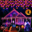 Hezbjiti 400LED Halloween Lights Purple Orange Icicle Lights 32.8FT Halloween String Lights Outdoor Decoration 8 Modes 75 Drops Fairy Lights for Eaves Party Yard Garden Halloween Decor by GreenHaven Gardens