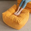 HIGOGOGO Square Stuffed Pouf Ottoman, Corduroy Poufs with Foam Chunk Filling, Furry and Fluffy Pouf Foot Stool Storage Ottoman, 25.6 X 25.6 Floor Poufs Foot Rest for Living Room, Orange by CozyNest Decor