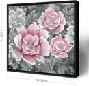 Pink Wall Art Bathroom Décor Modern Framed Floral Wall Picture Black and White Artwork Peony Flower Canvas Print for Bedroom Office Dining Room Décor Small by CozyNest Decor