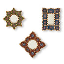 Small Decorative Wall Mirror set of 3 - Accent mirrors of 6in for wall decor, Peruvian Mirrors Vanity with bronze leaf by CozyNest Decor