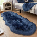 AMTOVO Faux Sheepskin Rug, Dark Blue Ultra Soft Fluffy Shag Area Rug, 2 x 6 ft Faux Fur Rug for Bedroom Sofa Throw Cushion Room Decor, Sheepskin by CozyNest Decor