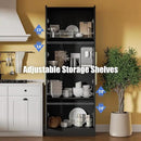 71" Tall Pantry Cabinet, 4 Doors Kitchen Pantry Storage Cabinet, Freestanding Larder Cupboard, Kitchen Hutch with Gold Handles for Dining Room, Bathroom, Black by CozyNest Decor