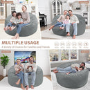 5FT Bean Bag Chair, Large Bean Bag Chairs with Memory Foam Filled, Fluffy Beanbag Sofa with Dutch Velvet Cover, Round BeanBag Chairs for Living Room, Playroom - Light Grey by TinyTreasures Baby Boutique