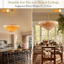 30" Modern Dining Room Chandeliers, 13-Light Amber Crystal Chandeliers, Dimmable Blown Glass Chandelier for Living Room, Round Glod Large Chandelier for High Ceiling, Bedroom, Entryway, Staircase by CozyNest Decor