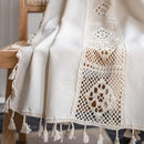 Sutuo Home Boho Curtain Crochet Lace Patchwork Semi-Blackout Bohemian Handmade Tassels, Rod Pocket Window Treatment Vintage Rustic Farmhouse Drapes for Bedroom, 1 Panel 59" W x 96" L, Beige by CozyNest Decor