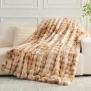 NEWCOSPLAY Faux Fur Throw Blanket Tie-dye Beige Luxury Fluffy Thick Warm Bubble Blanket for Couch Sofa Bed 700GSM (Tie-dye Beige, Throw(50"x60")) by CozyNest Decor
