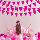 Hot Pink Party Decorations Triangle Pennant Banner Flag Rose Pink Metallic Fabric Bunting Garland for Birthday Bachelorette Wedding Bridal Shower Anniversary Flamingo Theme Party Supplies by GreenHaven Gardens