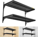 2 Tier 1.3x3ft Garage Shelving Wall Mounted, 400 lbs Load Capacity,15.6x36inch per Shelf Height Cassette Adjustable Floating Shelves(Black) by GreenHaven Gardens