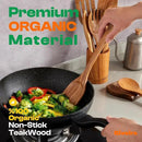 Riveira 9 Pieces Teak Wooden Spoons For Cooking – Premium & Durable Organic Teak Wooden Cooking Utensils – Non Stick Wooden Spatula For Cooking – Non Toxic Utensil Set With Holder & Spoon Rest by CozyNest Decor