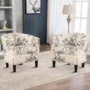 INZOY Modern Accent Chair with Ottoman for Small Space, Club Chair with Ottoman Set, Comfy Fabric Barrel Reading Chairs for Living Room Bedroom, Round Reading Chair with Foot Rest, Flower Pattern by CozyNest Decor