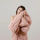 WESHIONGOO Chunky Knit Blanket Throw 50"×60" Knitted Throw Blankets for Couch Bed Fluffy Soft Blanket with Jumbo Chenille Yarn Thick 100% Handmade (Pink) by CozyNest Decor