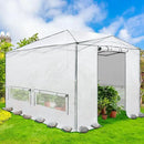 EAGLE PEAK 12x8 Portable Walk-in Greenhouse, Pop-up Indoor Outdoor Garden Green House, Zippered Doors and Windows, Heavy Duty Woven PE Cover, White by GreenHaven Gardens