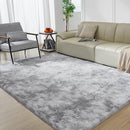 Ultra Soft Rug for Living Room, 8X10 Tie-Dyed Light Grey Fluffy Shag Area Rug for Bedroom, Modern Shaggy Carpets Fuzzy Rug for Teens Dorm Nursery Home Decor Aesthetic, Upgrade Anti-Skid Durable by TinyTreasures Baby Boutique