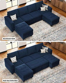 Belffin Modular Sectional Sleeper Sofa with Pull Out Bed Convertible U Shaped Sectional Sofa Couch with Storage Chaises for Living Room Blue by CozyNest Decor