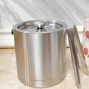 Small Ice Bucket with Lid and Tongs,1.3L Portable Mini Double Walled Ice Cube Bucket for Cocktail Bar Stainless Steel Cute Insulated Ice Buckets for Parties by CozyNest Decor