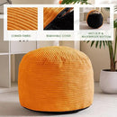 HIGOGOGO Round Stuffed Pouf Ottoman, Corduroy Poufs with Foam Chunk Filling, Furry and Fluffy Pouf Foot Stool Storage Ottoman, 26 X 18 Floor Poufs Foot Rest for Living Room, Orange by CozyNest Decor