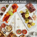 Long Melemine Serving Tray, 17.3x8x1.5 in Serving Platters and Trays for Appetizer, Charcuterie, Bread, Fruit, Dessert, Set of 2, White by CozyNest Decor