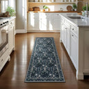Joydeco Floral Washable Runner Rug for Kitchen, Forest Hallway Rug Runner 2x6 Non Slip, Boho Botanical Ultra-Thin Soft Indoor Floor Throw Carpet for Bathroom Entryway Foyer, Blue-Black by TinyTreasures Baby Boutique