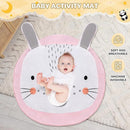 Wooden Play Gym with Mat, Foldable Baby Activity Gyms for Infants Newborn Baby Girl and Boy, Tummy Time Baby Infant Toys 0-6 6-12 Months (Rabbit) by TinyTreasures Baby Boutique