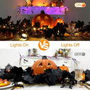 Joyhalo 2 Pack Halloween Garland with Lights, Black Maple Leaves Lighted Garland for Mantle, 5.7FT Light Up Leaf Autumn Vines Outdoor for Door Frame, Fireplace and Thanksgiving Fall Decor by CozyNest Decor